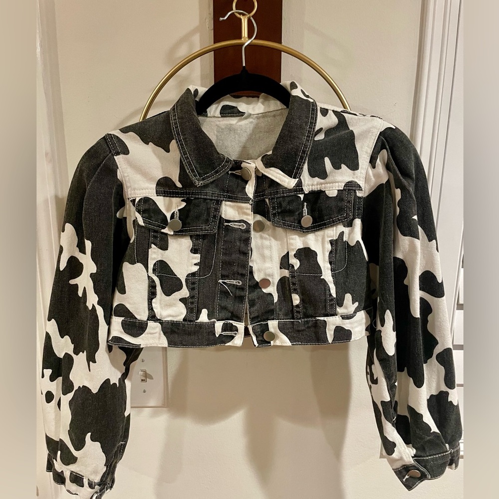 Kids SHEIN Black and White Jean Jacket